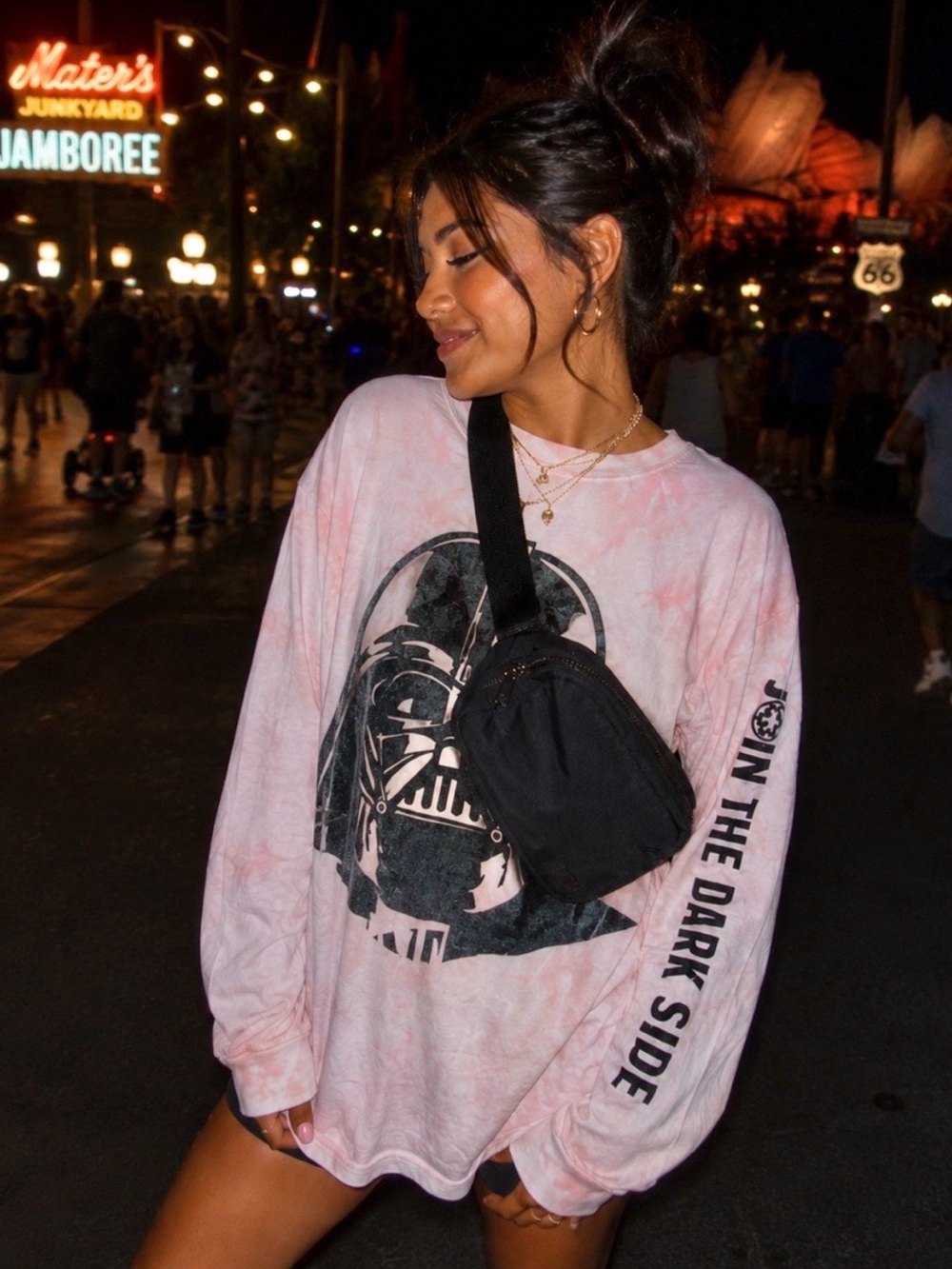 Disney Star Wars Y2K Darth Vader Oversized Pink Tie Dye Long Sleeve Tee XXL
